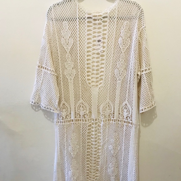 NWT Anthropologie TheKorner Crochet cream duster cardigan - Picture 2 of 5